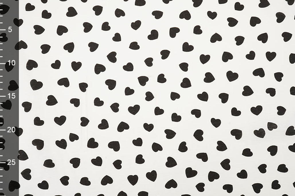 Washed Viscose Hearts White - Black