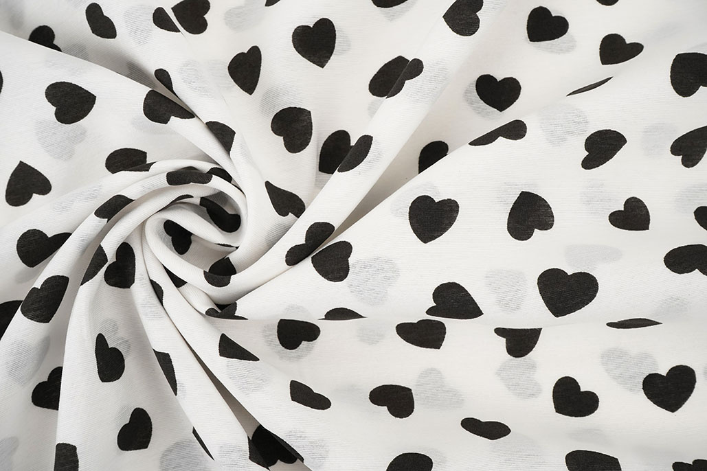 Gewassen Viscose Hartjes Wit - Zwart