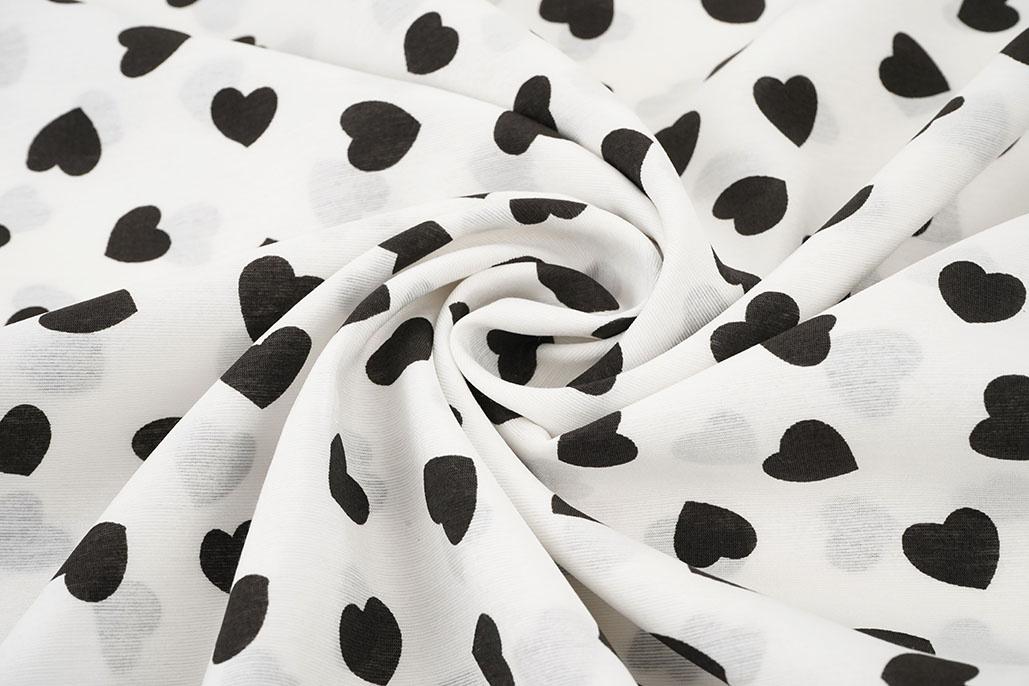 Gewassen Viscose Hartjes Wit - Zwart