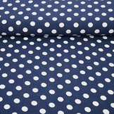 Washed Viscose Dots Navy  - White