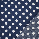 Gewassen Viscose Stippen Marine - Wit