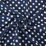 Gewassen Viscose Stippen Marine - Wit