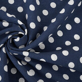Washed Viscose Dots Navy  - White
