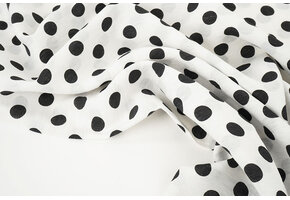 Washed Viscose Dots White - Black