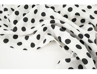 Washed Viscose Dots White - Black