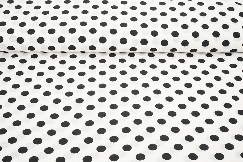 Gewassen Viscose Stippen Wit - Zwart