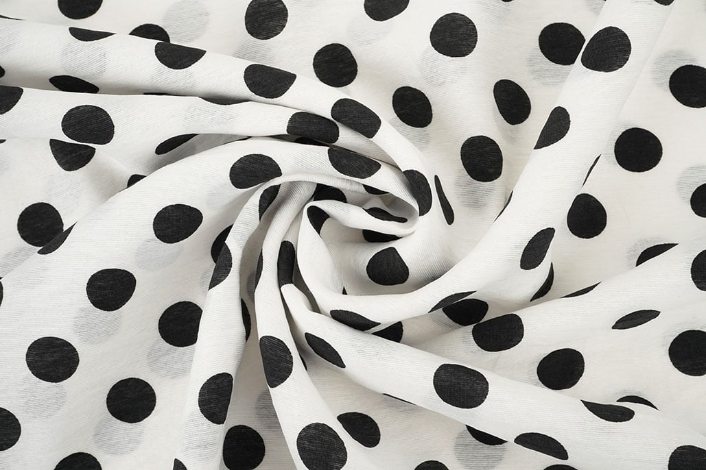 Washed Viscose Dots White - Black