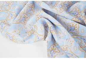 Gewaschene Viskose Paisley Hellblau
