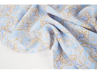 Gewassen Viscose Paisley Licht Blauw