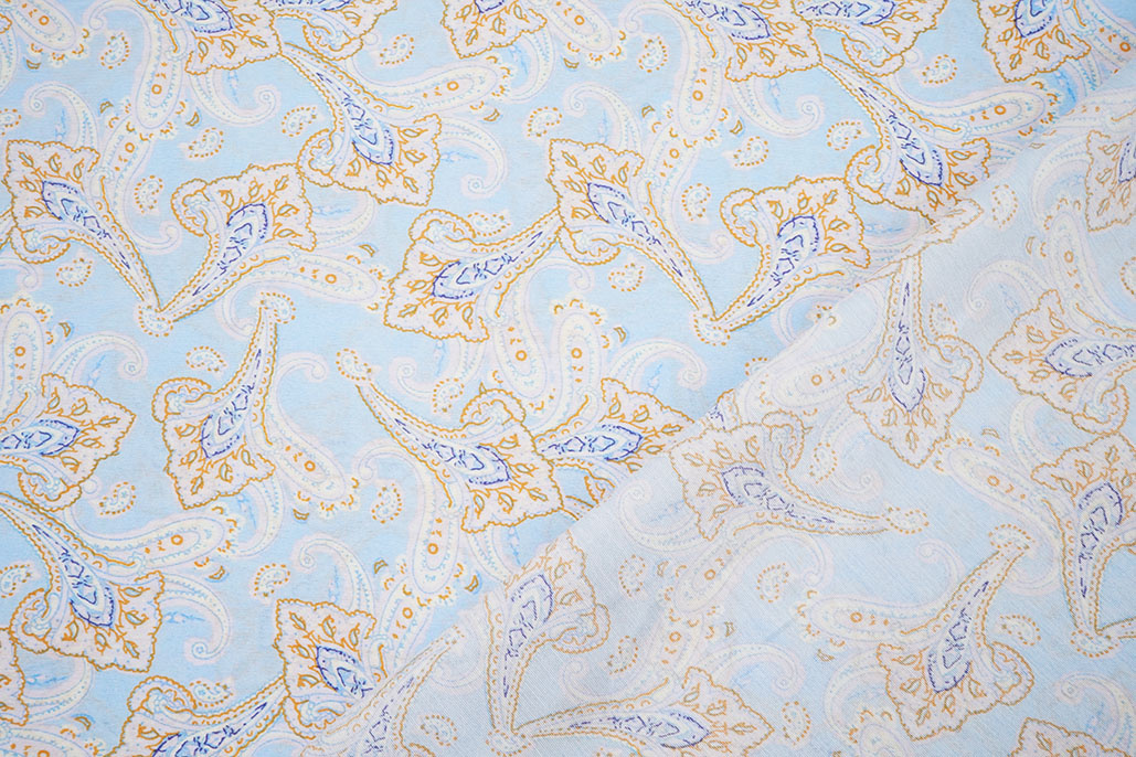 Gewaschene Viskose Paisley Hellblau