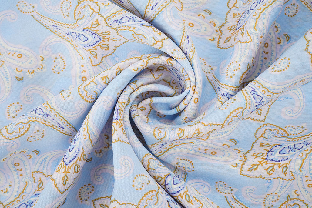 Gewaschene Viskose Paisley Hellblau