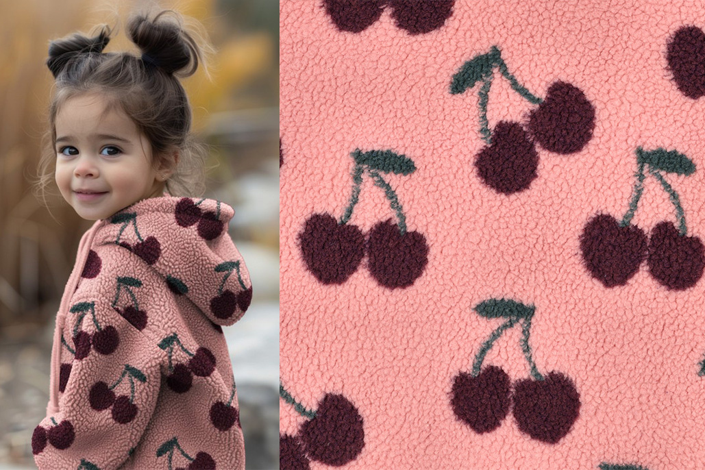 Teddy Fabric Cherry Powder Pink