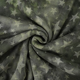 Sweatstoff Tie Dye Sterne Armeegrün