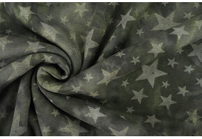 Sweatstoff Tie Dye Sterne Armeegrün