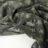 Sweatstoff Tie Dye Sterne Armeegrün