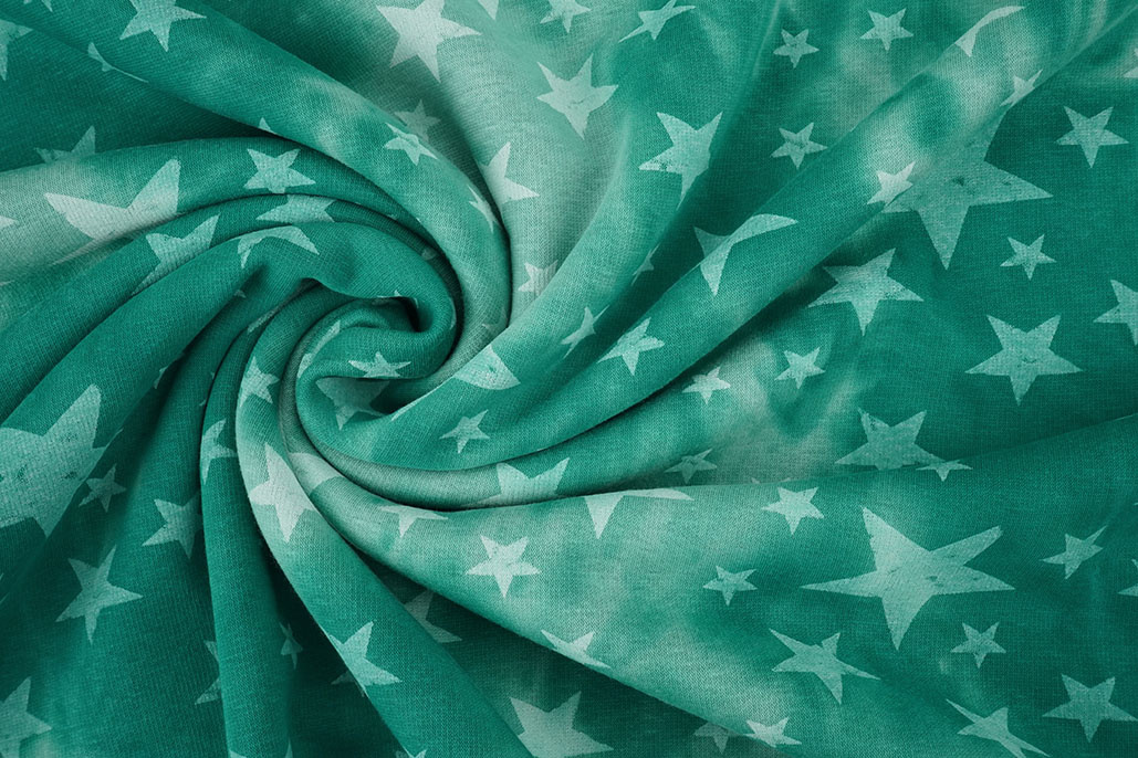 Sweatstoff Tie Dye Sterne Meergrün