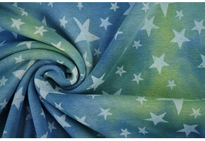 Sweatstoff Tie Dye Sterne Grün Jeans