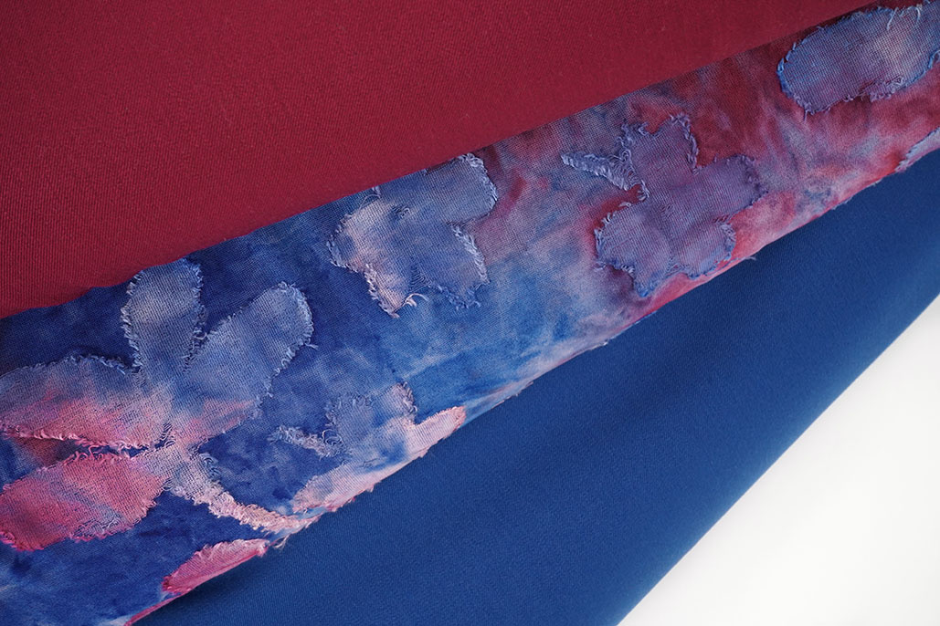 Tricot Viscose Tie Dye Waterflower Kobaltblauw