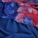 Tricot Viscose Tie Dye Waterflower Kobaltblauw