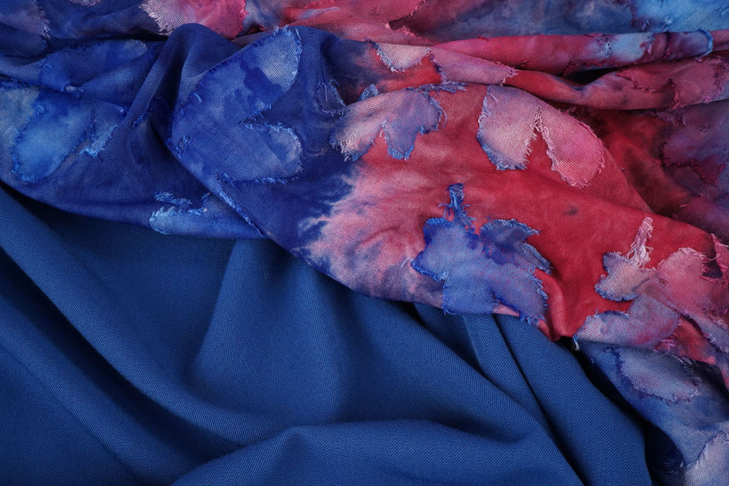 Viscose Jersey  Tie Dye Waterflower Cobalt Blue