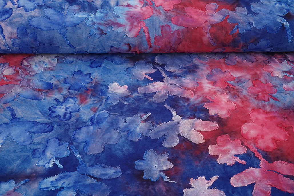 Viscose Jersey Tie Dye Wasserblume Kobaltblau