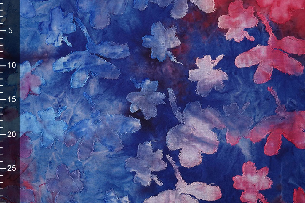 Tricot Viscose Tie Dye Waterflower Kobaltblauw