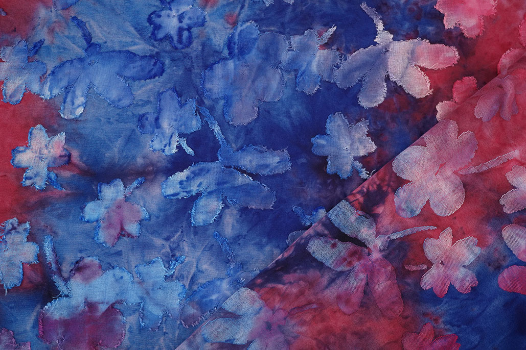 Viscose Jersey  Tie Dye Waterflower Cobalt Blue