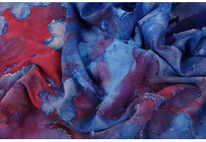 Tricot Viscose Tie Dye Waterflower Kobaltblauw