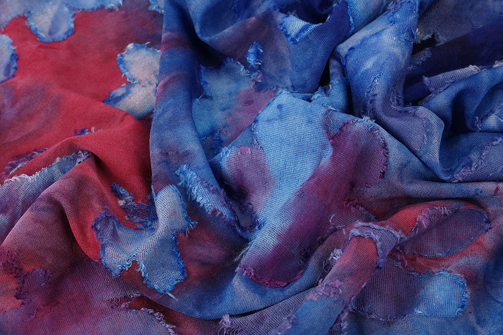 Viscose Jersey  Tie Dye Waterflower Cobalt Blue