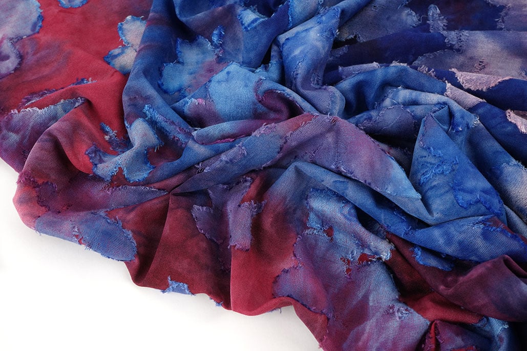 Tricot Viscose Tie Dye Waterflower Kobaltblauw
