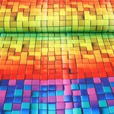 Bi-Stretch Bedrukt Kleuren Mozaïek