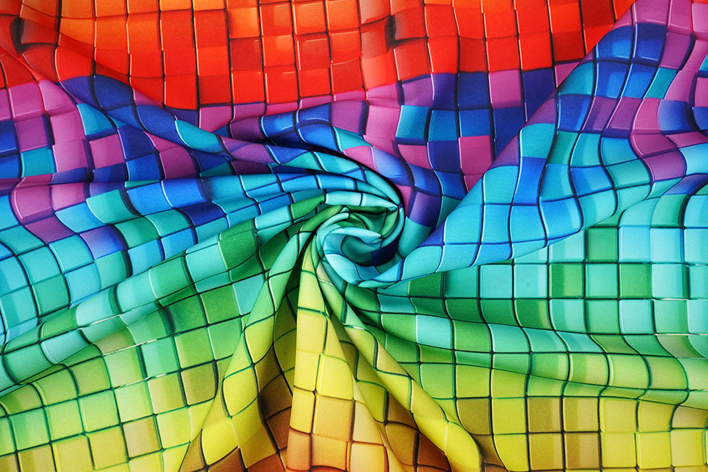 Bi-Stretch Bedrukt Kleuren Mozaïek