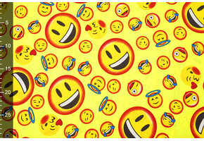Bi-Stretch Bedrukt Smileys