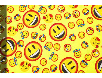 Bi-Stretch Bedrukt Smileys