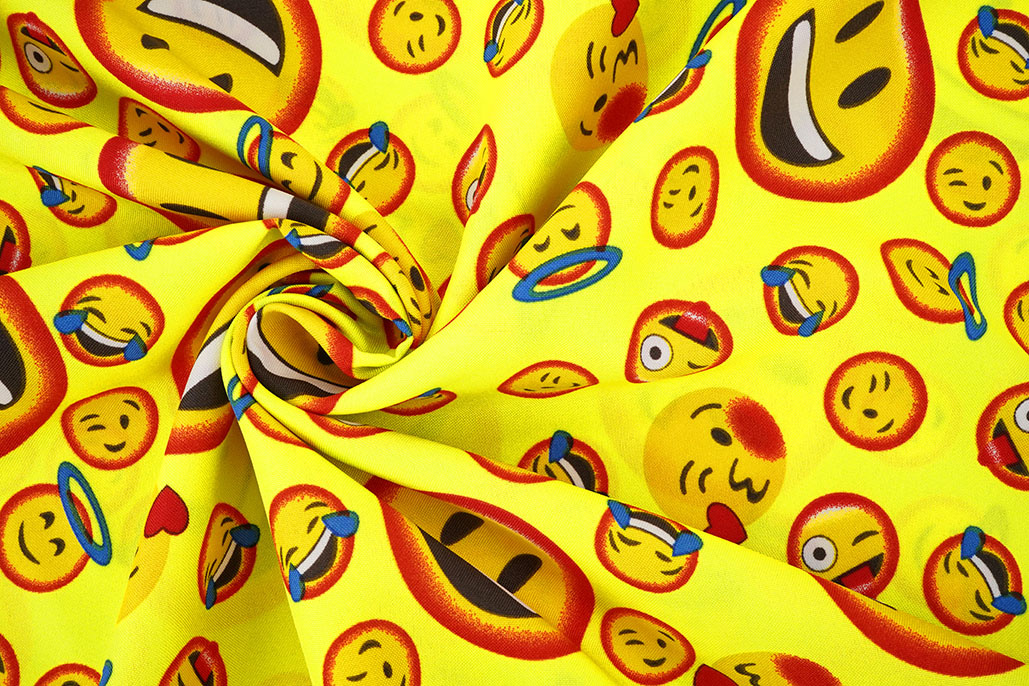Bi-Stretch Bedrukt Smileys