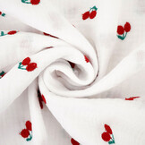 Double Gauze Embroidery Cherries