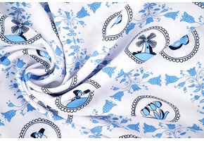 Bi-Stretch Printed Dutch Delft Blue