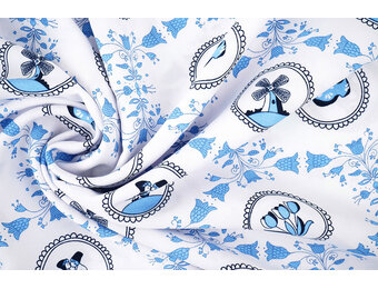 Bi-Stretch Printed Dutch Delft Blue