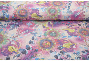 Lurex Tanz Bedruckt Floral Shimmer Rosa