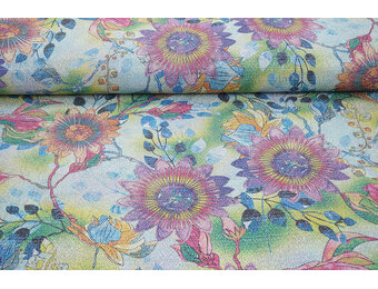 Lurex Tanz Bedruckt Floral Shimmer Hellblau
