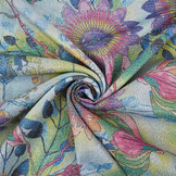 Lurex Tanz Bedruckt Floral Shimmer Hellblau