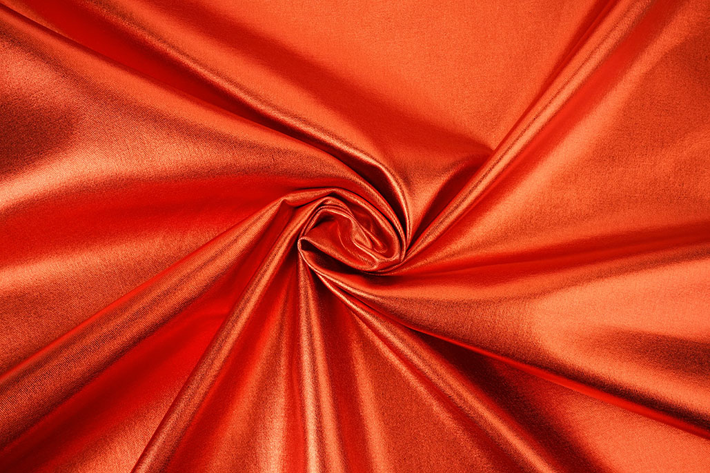 Metallic Stretch Katoen Oranje-Rood