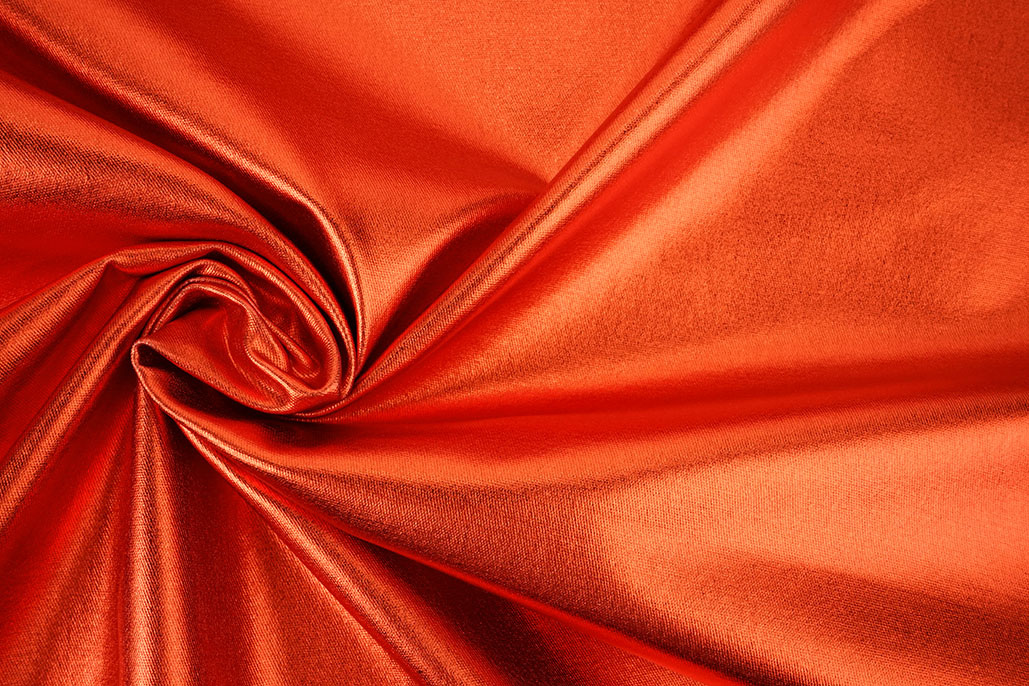 Metallic Stretch Katoen Oranje-Rood