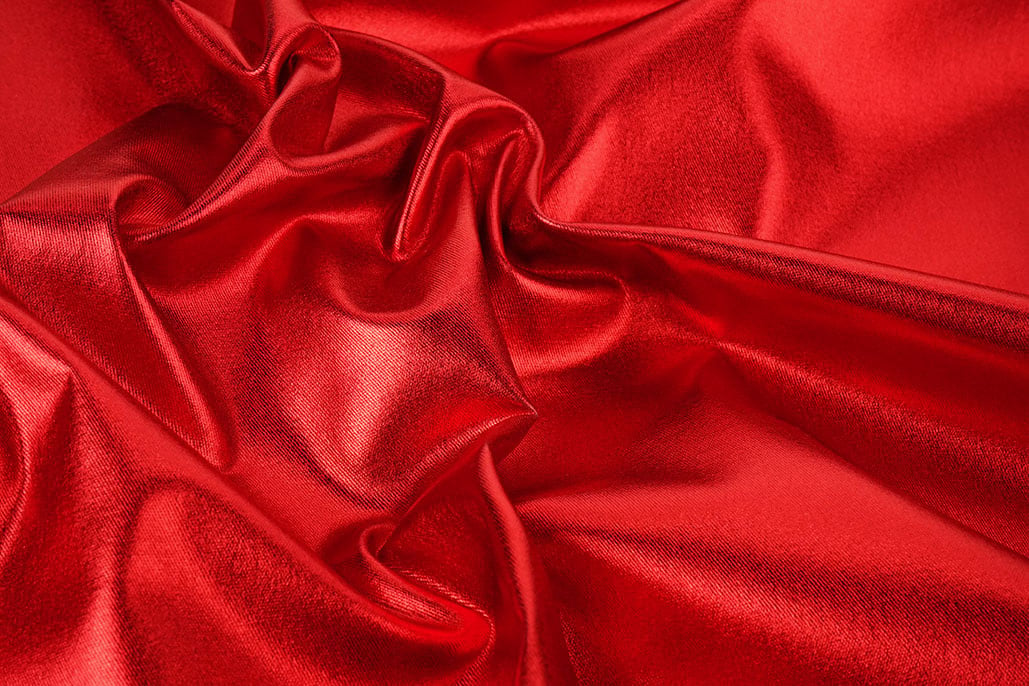 Metallic Stretch Cotton Lamé Red