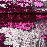 Reversibler Paillettenstoff Fuchsia-Silber