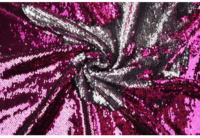 Omkeerbare Pailletten Stof Fuchsia-Zilver