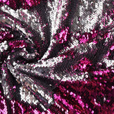 Reversibler Paillettenstoff Fuchsia-Silber