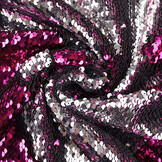 Reversibler Paillettenstoff Fuchsia-Silber