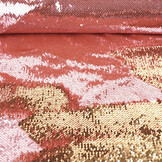 Reversibler Paillettenstoff Rosa-Gold auf Rosa Satin