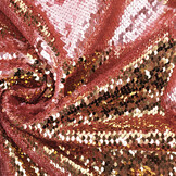 Reversibler Paillettenstoff Rosa-Gold auf Rosa Satin